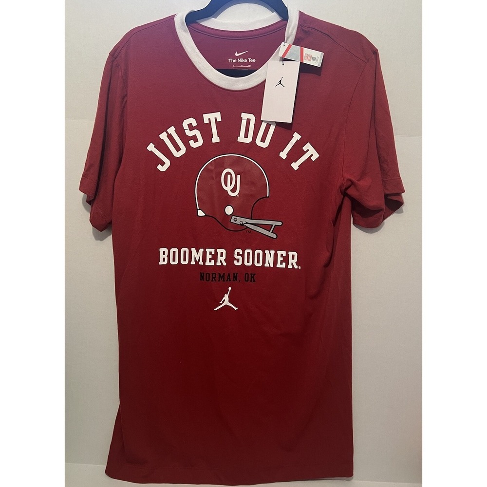 Nike Jordan Oklahoma Sooners T Shirt Boomer Sooner Mens Size S Dri Fit Red NCAOU